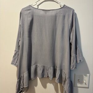 Simply Vera Wang Ruffle High Low Striped Blouse PXL